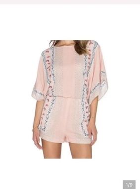 BCBGMaxAzria Caiti Blush Pink Printed Short Romper